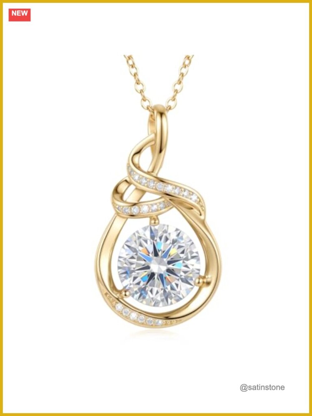 14K Gold Plated Teardrop Birthstone Necklace Infinity Pendant Women 18+2"